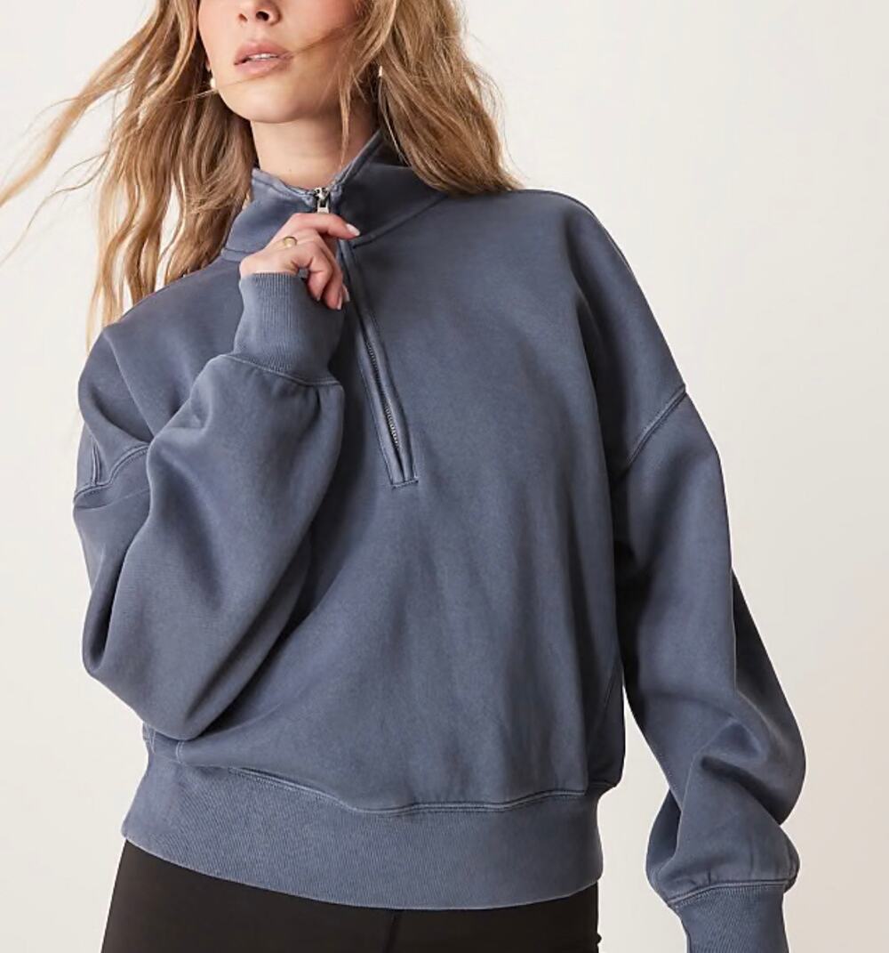 Abercrombie and Fitch Quarter Zip Cropped Sweatshirt